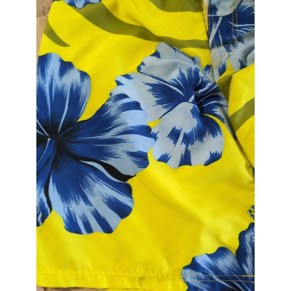 Mens Ingear Swim Yellow Floral  Blue Swim Shorts Trunks New XL Youth Small Men's